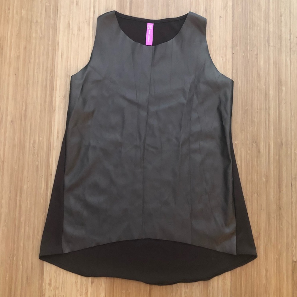 Brown Leather Knit Sleeveless Top